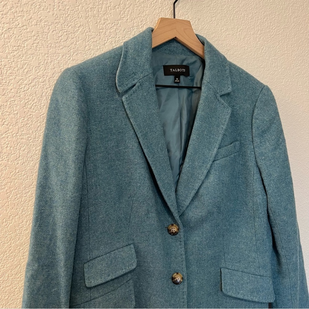 Talbots Wool Teal Blue Blazer- Size 12 - Picture 4 of 9